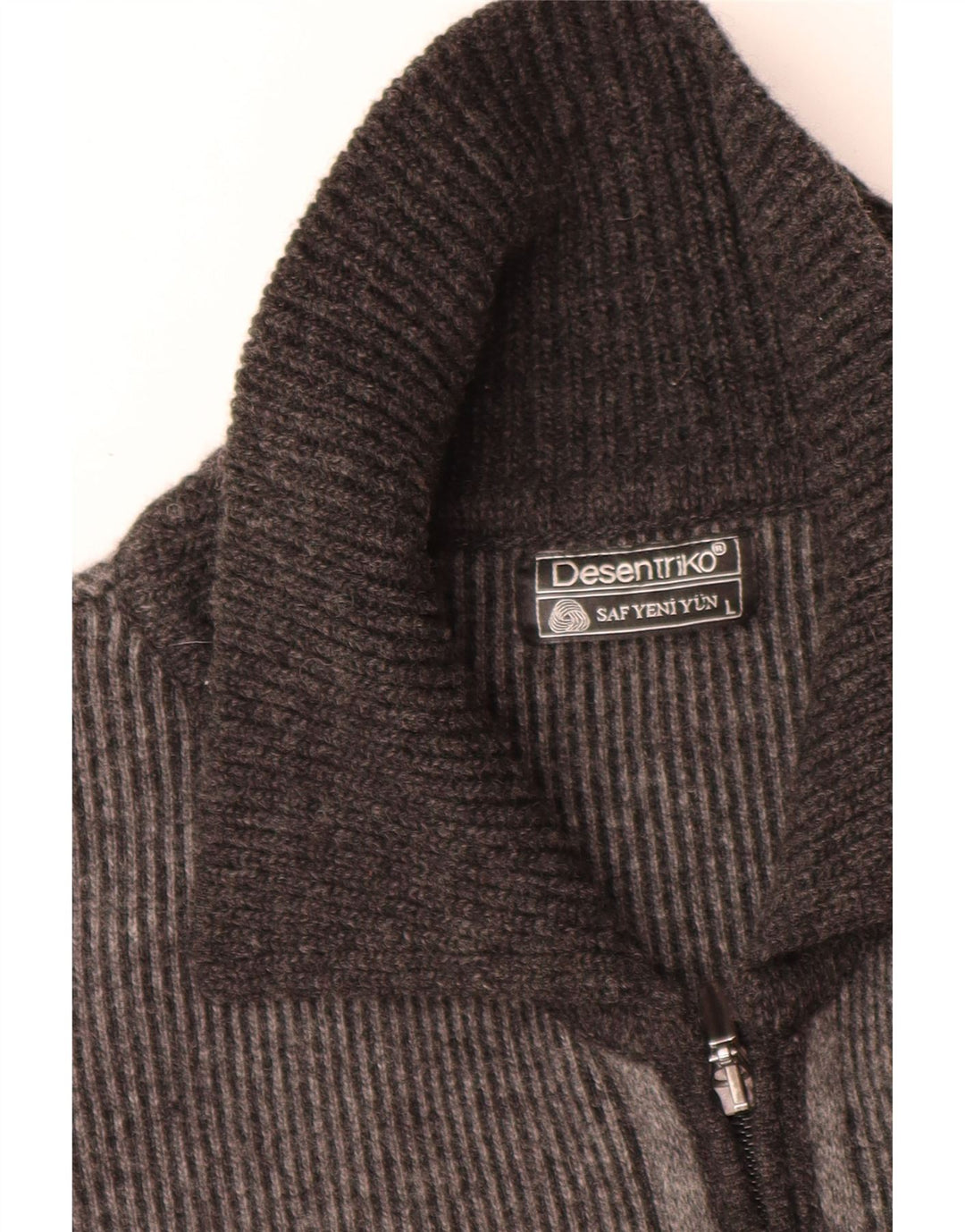 Vintage cardigan sweater til mænd, stor grå farveblok