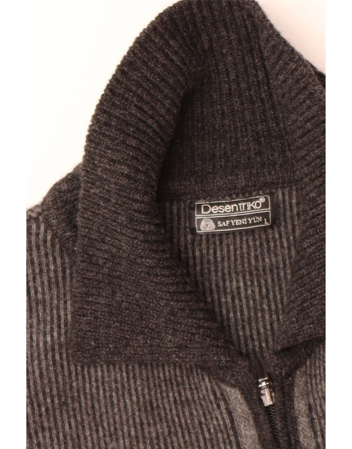 Vintage cardigan sweater til mænd, stor grå farveblok