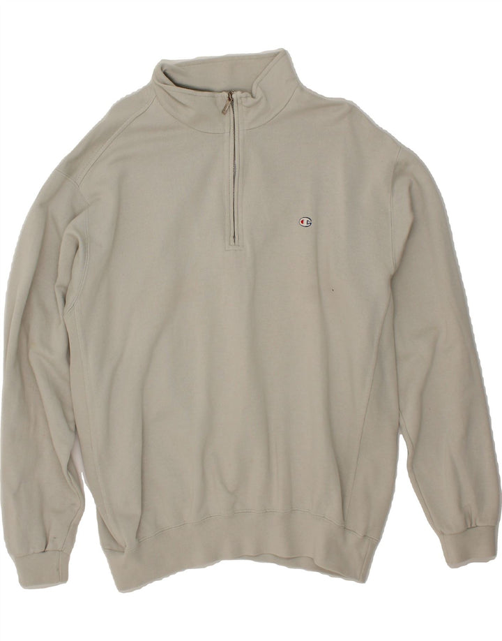 CHAMPION Mens Zip Neck Sweatshirt Jumper Large Grey Cotton Vintage Champion and Second-Hand Champion from Messina Hembry 