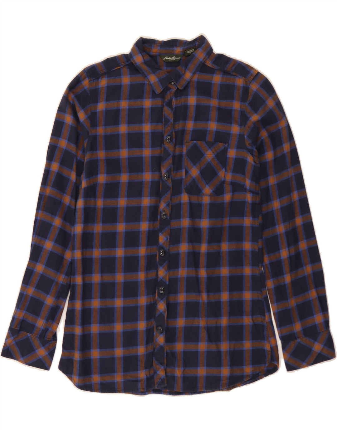 EDDIE BAUER Mens Flannel Shirt Small Navy Blue Check Cotton Vintage Eddie Bauer and Second-Hand Eddie Bauer from Messina Hembry 