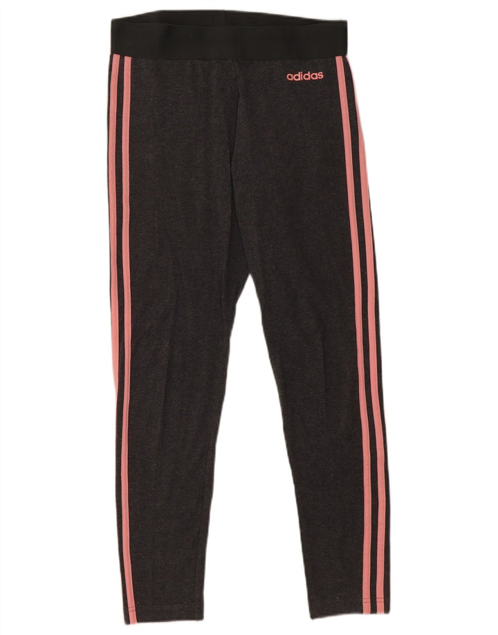 Adidas Womens Crop Leggings UK 12/14 Medium Grey Bomuld