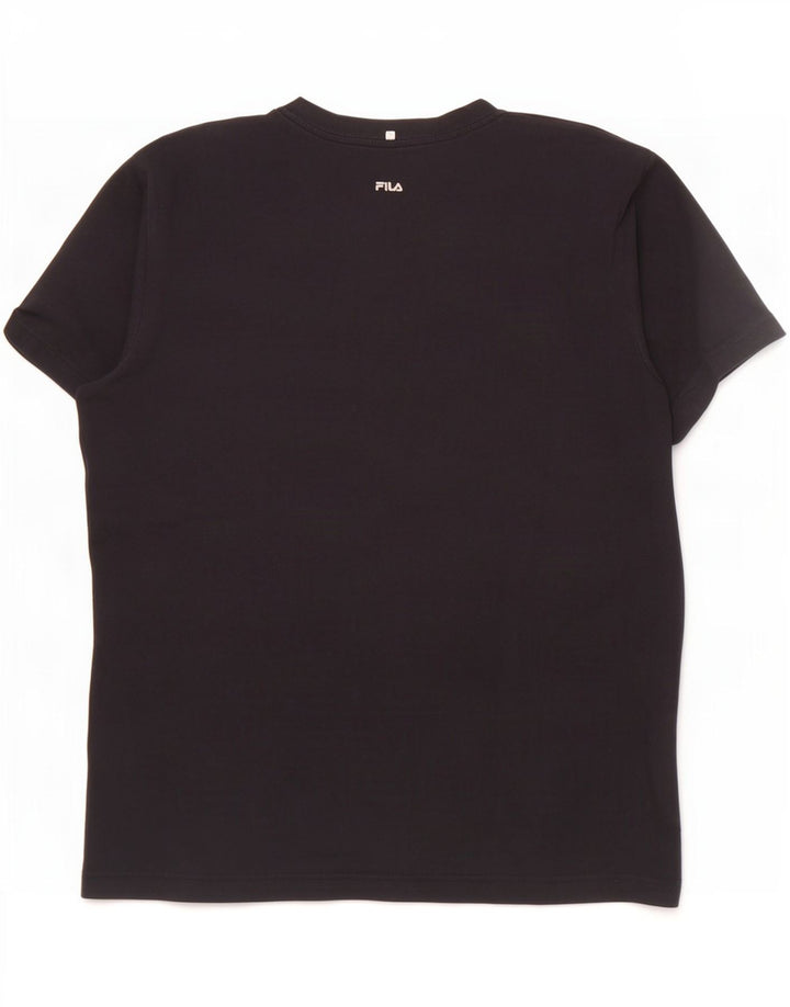 Fila Herre Grafisk T-Shirt Top Medium Sort Bomuld
