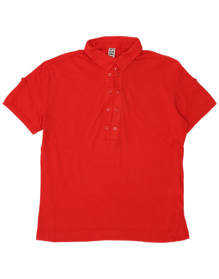 BIKKEMBERGS Dame Polo Shirt UK 14 Medium Rød Bomuld