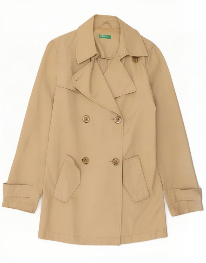 Benetton kort trenchcoat til kvinder IT 40 Lille beige bomuld