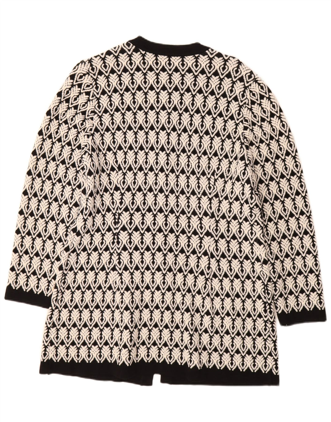 STIZZOLI Dame Longline Cardigan Sweater IT 46 Stor Hvid Geometrisk