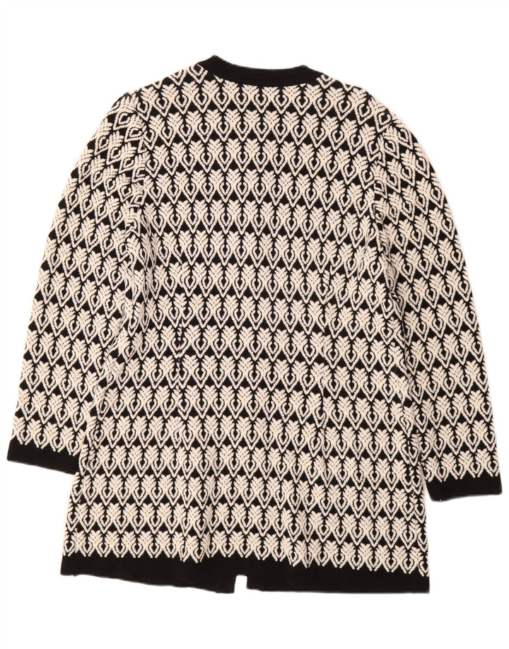 STIZZOLI Dame Longline Cardigan Sweater IT 46 Stor Hvid Geometrisk