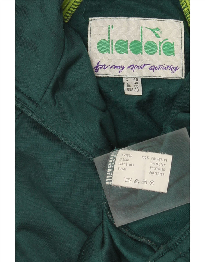 Diadora Herre grafisk træningsdragt topjakke UK 38 Medium Green Colourblock