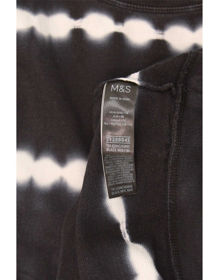 Marks & Spencer Dame Oversized Sweatshirt Jumper UK 18 XL Black Tie Dye