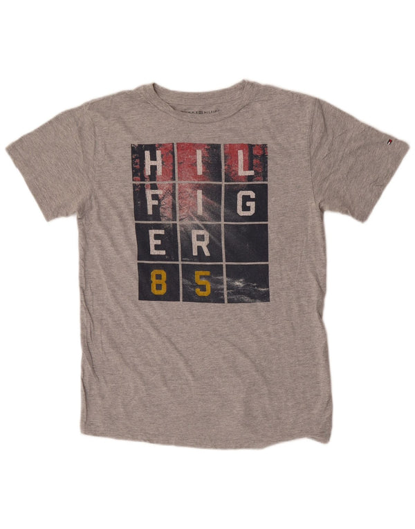 Tommy Hilfiger piger grafisk t-shirt top 15-16 år stor grå flækket