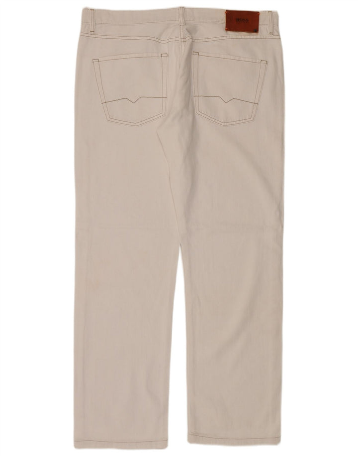 Hugo Boss Straight Jeans til mænd W38 L34 Hvid Bomuld