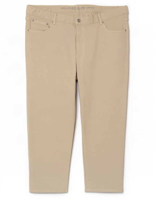 Marks & Spencer Dame Relaxed Slim Cropped Trousers UK 18 XL W38 L23 Beige