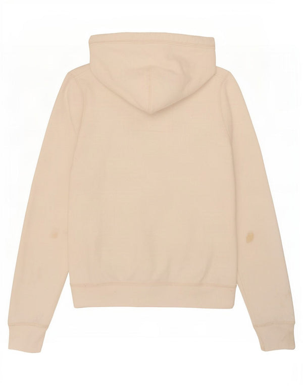 Hollister Dame grafisk hættetrøje Sweater UK 12 Medium White Bomuld