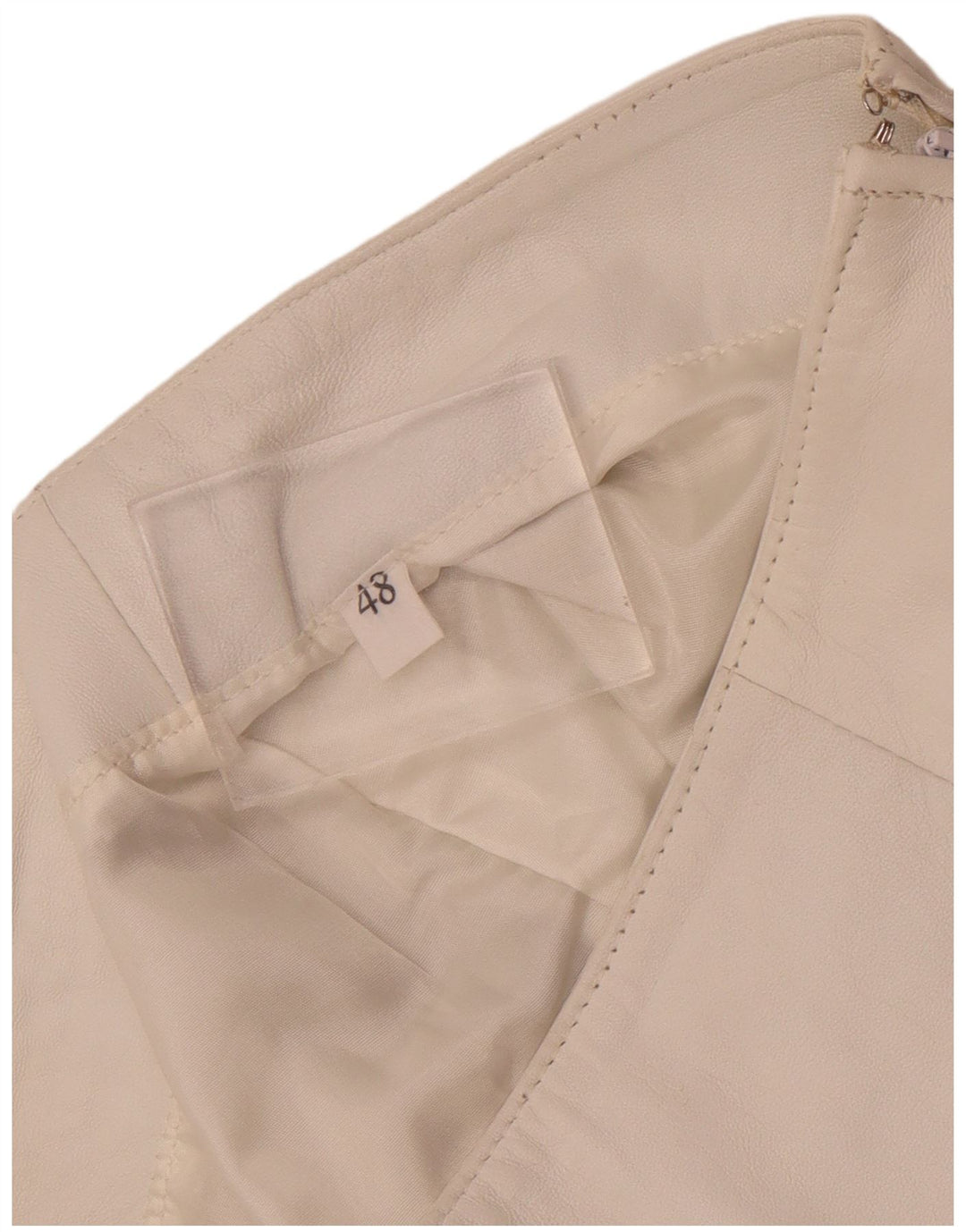 Vintage lædernederdel til kvinder IT 48 XL W32 Hvid