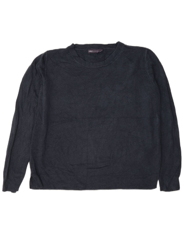 Marks & Spencer Dame Boat Neck Jumper Sweater UK 18 XL Navy Blue Akryl