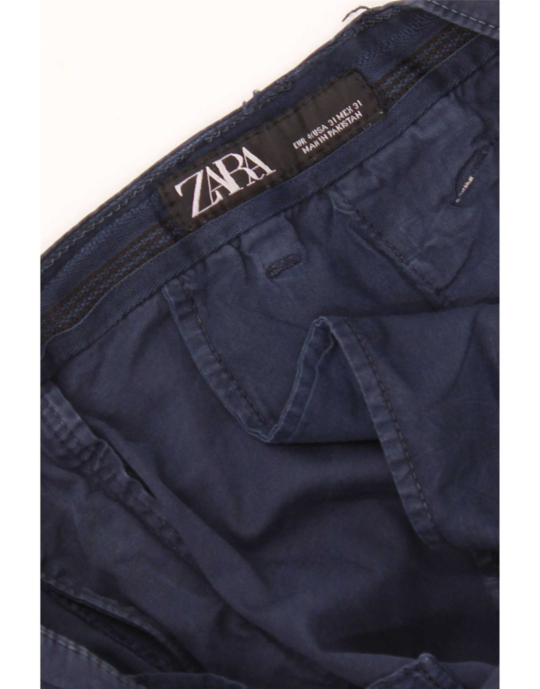 Zara Herre Slim Cropped Trousers EU 40 Medium W31 L26 Navy Blue