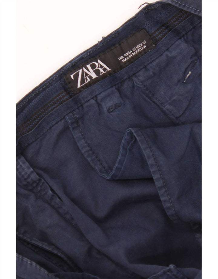 Zara Herre Slim Cropped Trousers EU 40 Medium W31 L26 Navy Blue