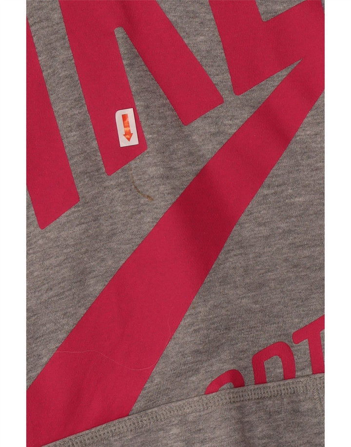 NIKE Standard Fit grafisk hættetrøjetrøje til kvinder UK 14 Mellemgrå bomuld