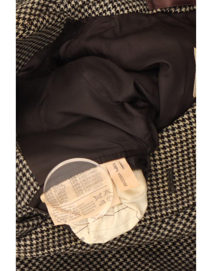 Aquascutum Overfrakke til mænd UK 36 Small Black Houndstooth Uld Classic
