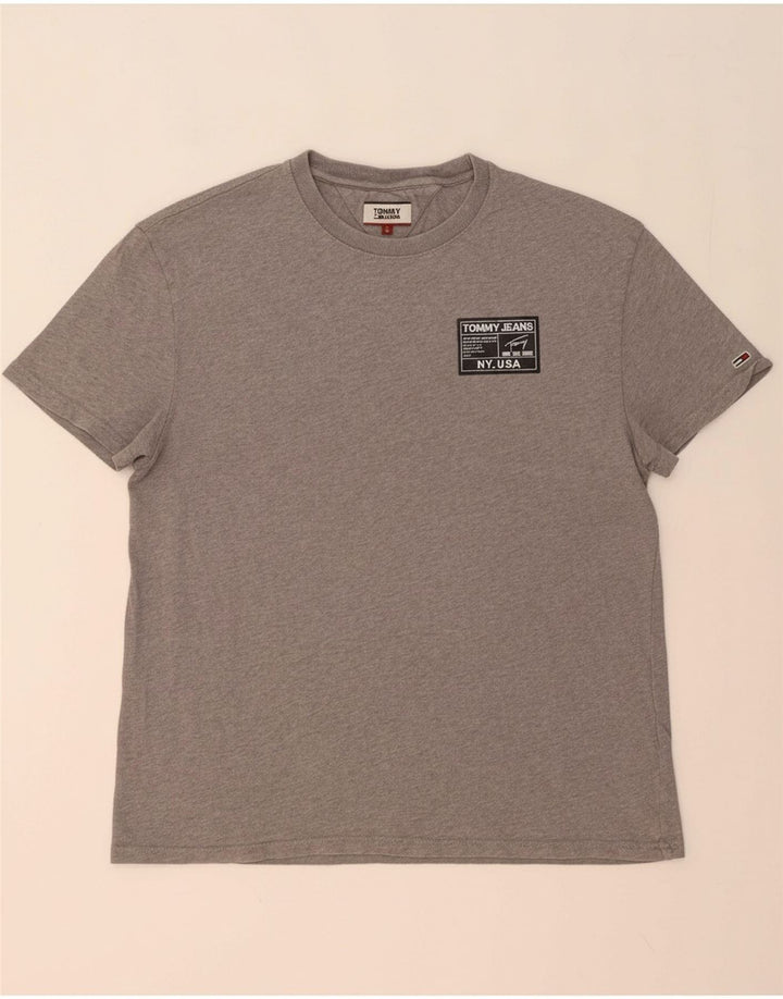 TOMMY HILFIGER Mens T-Shirt Top Large Grey Cotton