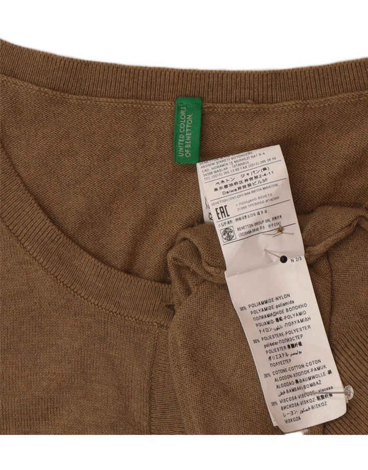 Benetton Dame Cardigan Sweater UK 12 Medium Brun Polyamid