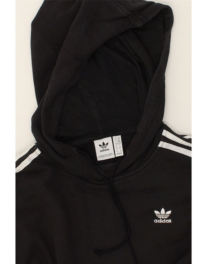 ADIDAS Womens Oversized Crop Hoodie Jumper UK 6 XS Black Cotton | Vintage Adidas | Thrift | Second-Hand Adidas | Used Clothing | Messina Hembry 