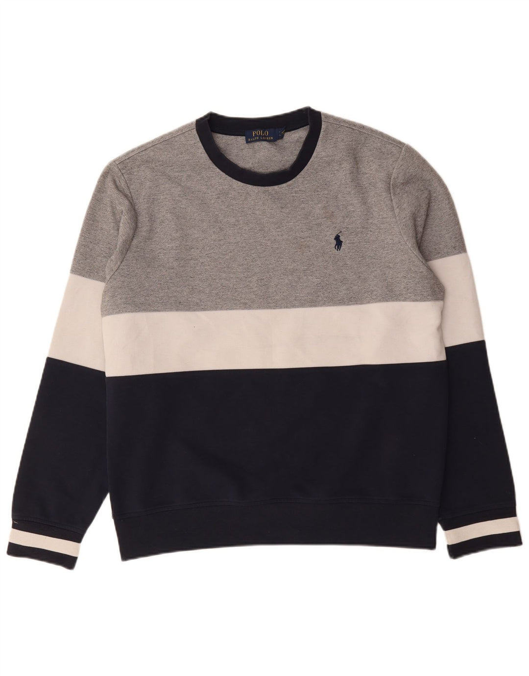 Polo Ralph Lauren Herre Sweatshirt Jumper Large Grå Colourblock Polyester