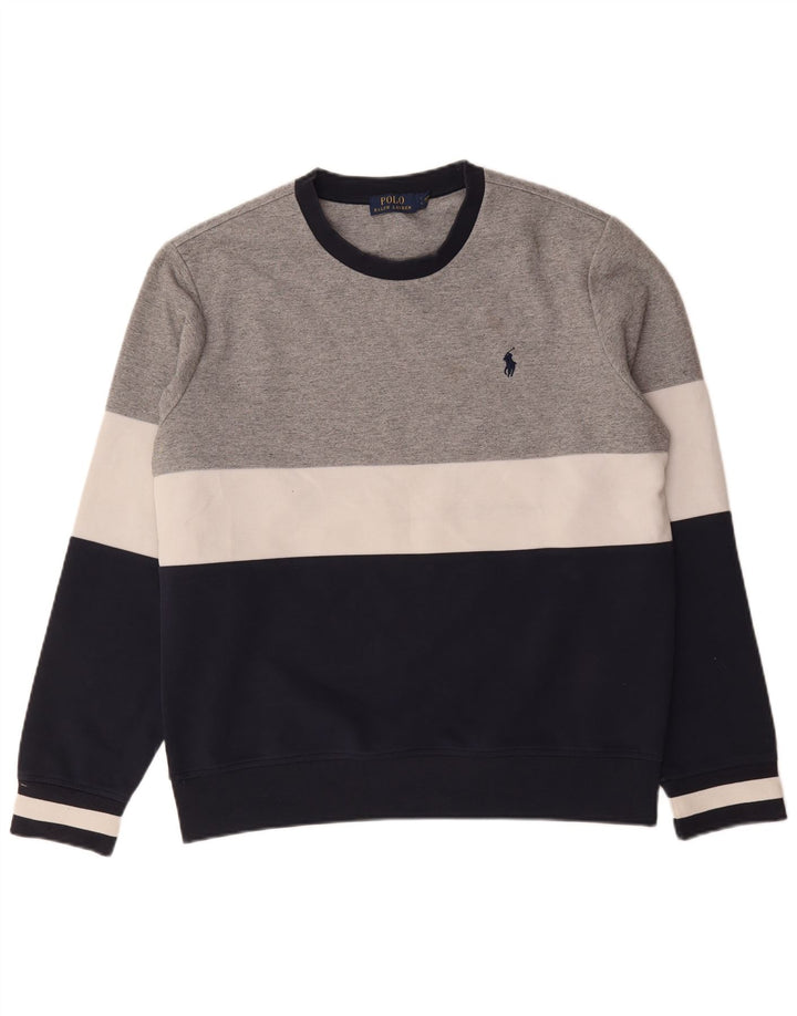 Polo Ralph Lauren Herre Sweatshirt Jumper Large Grå Colourblock Polyester