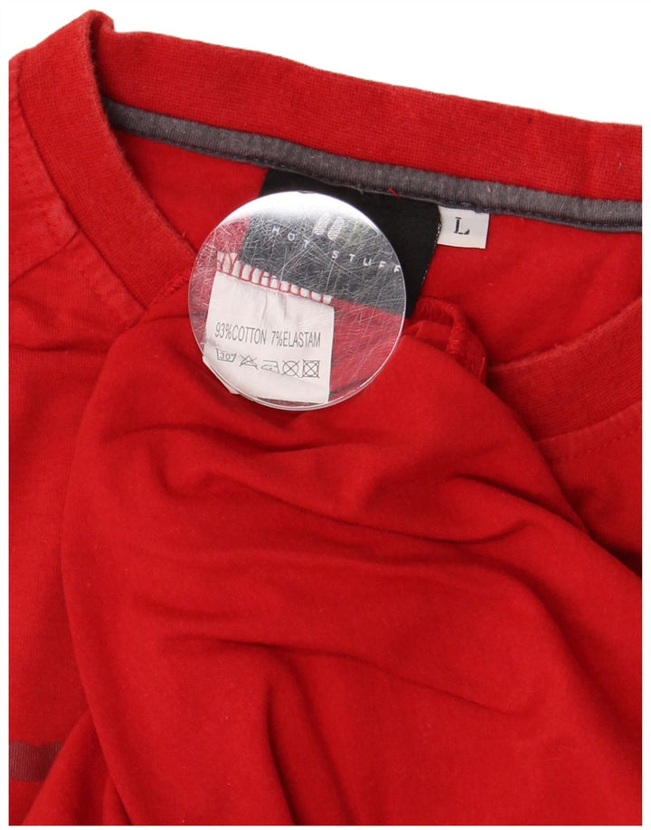 HOT TING Herre Grafisk T-Shirt Top Stor Rød Bomuld