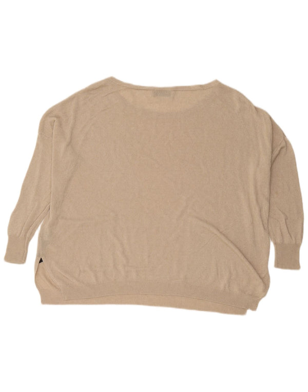 Zara Dame Oversized Boat Neck Jumper Sweater UK 16 Large Beige Viscose