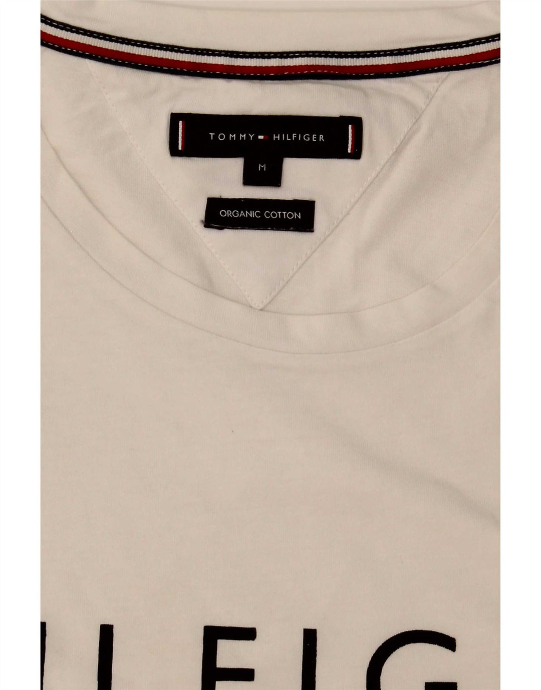 Tommy Hilfiger Herre grafisk T-shirt Top Medium Hvid Bomuld