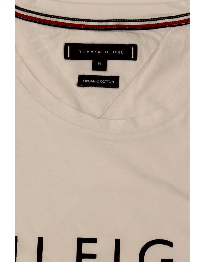 Tommy Hilfiger Herre grafisk T-shirt Top Medium Hvid Bomuld