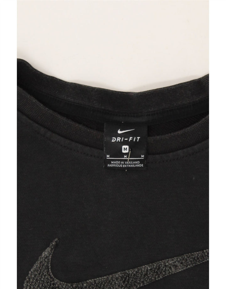 NIKE Womens Oversized Graphic Crop Sweatshirt Jumper UK 14 Medium Black Vintage Nike and Second-Hand Nike from Messina Hembry 