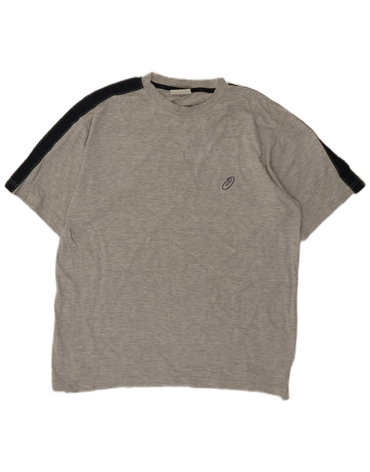 ASICS Mens T-Shirt Top XL Grey Colourblock Cotton