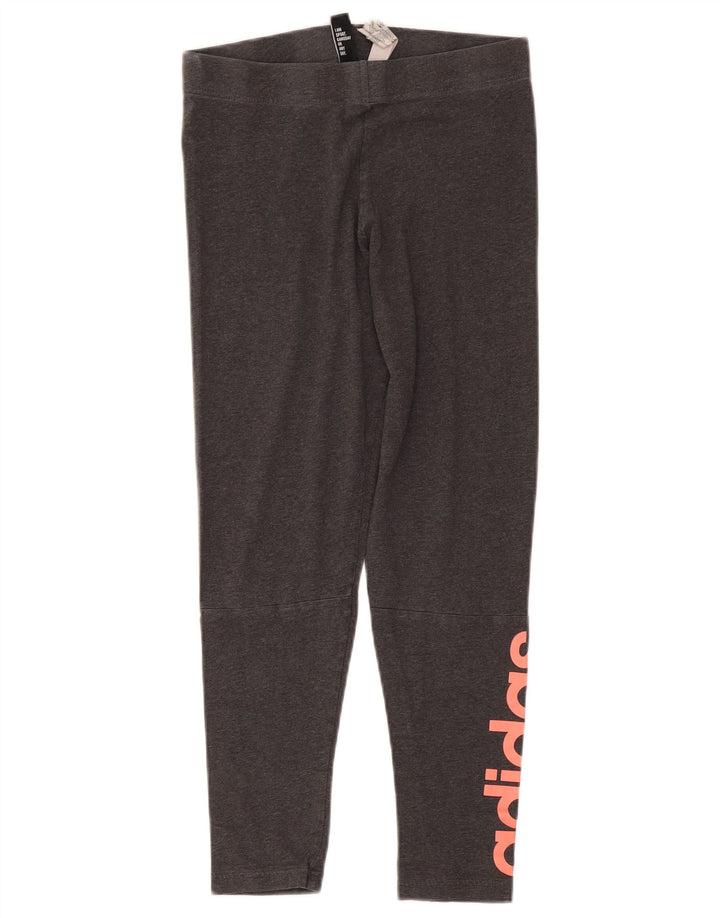 Adidas Graphic Crop Leggings til kvinder UK 12/14 Medium Grey Bomuld