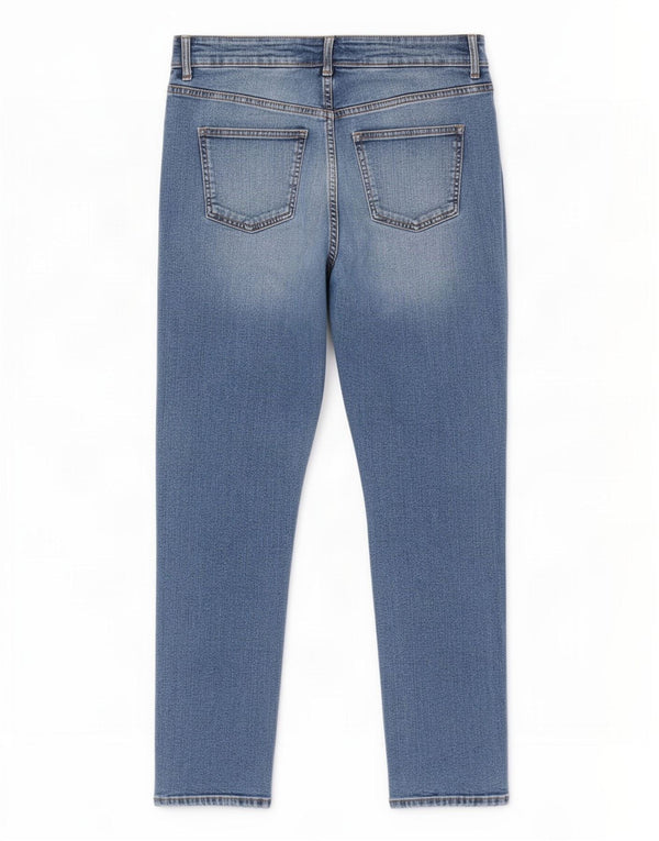 Marks & Spencer Dame Mom Tapered Jeans UK 10 Small W27 L28 Blue Bomuld