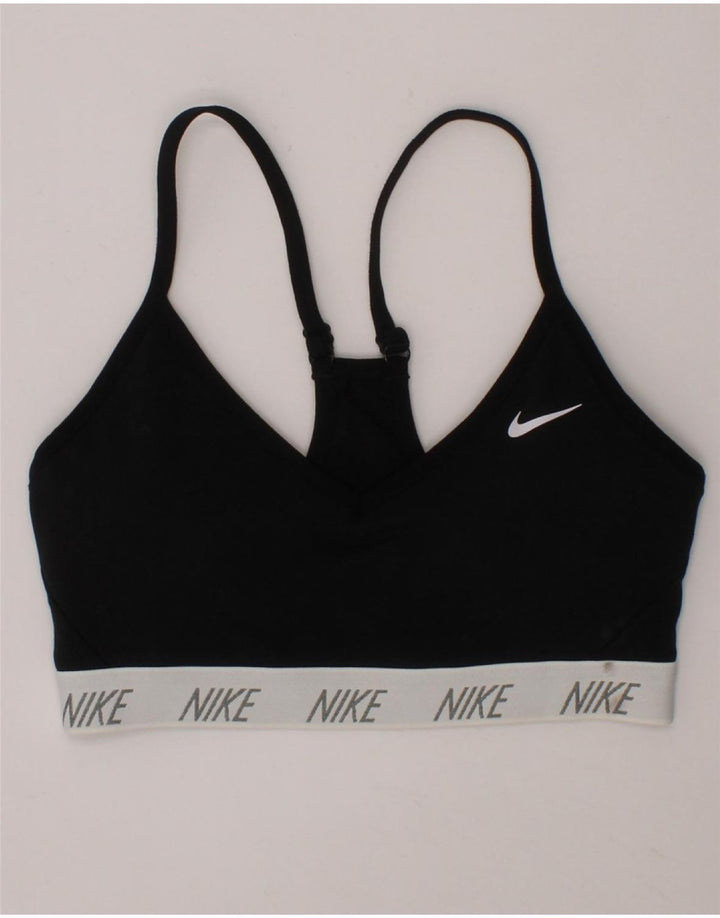 NIKE Womens Graphic Sport Bra Top Small Black Sports Vintage Nike and Second-Hand Nike from Messina Hembry 