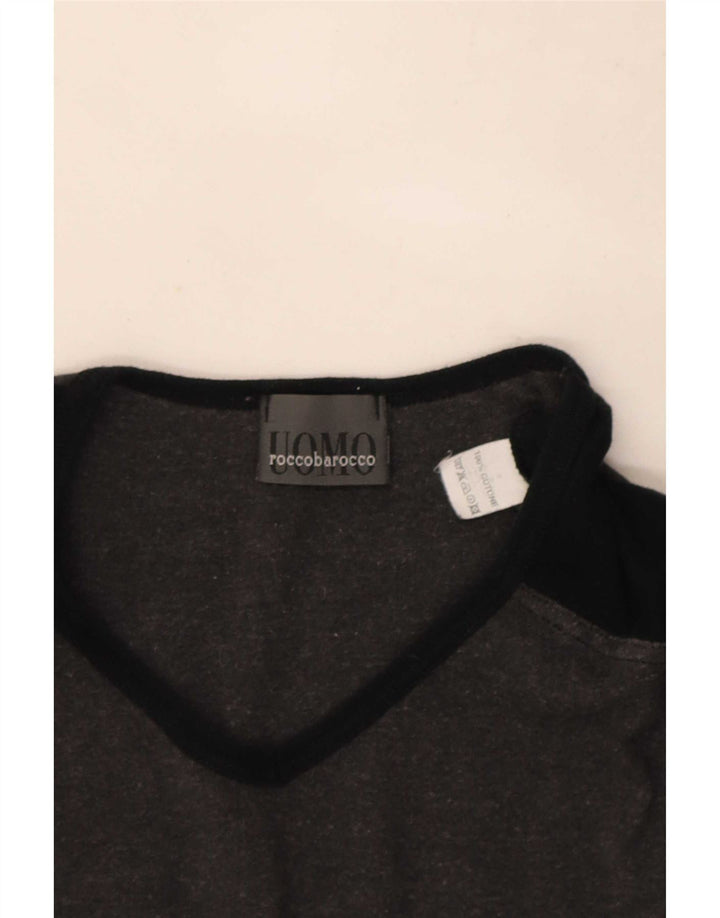 Roccobarocco Herre T-Shirt Top Stor Grå Colourblock Bomuld