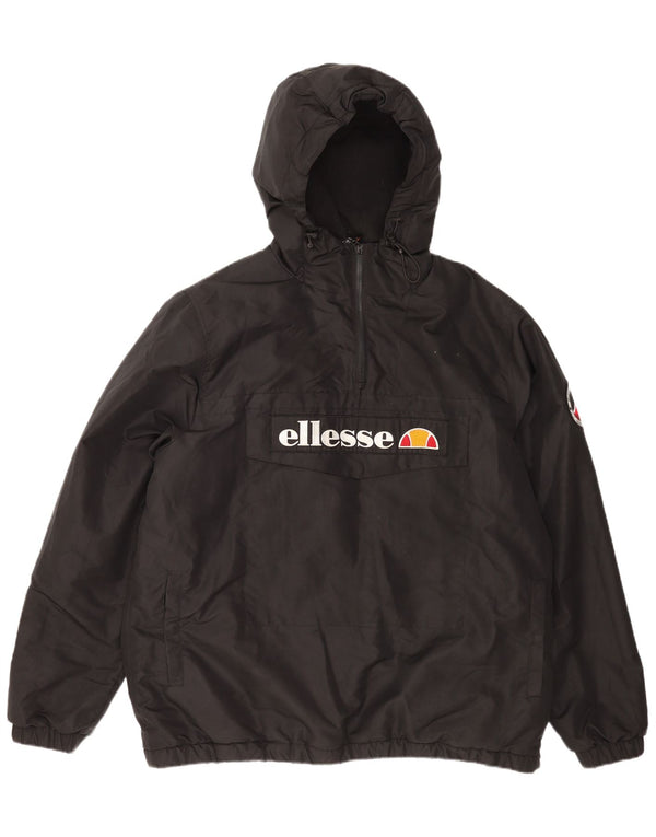 Ellesse Mens Graphic Hooded Anorak Jacket UK 44 2XL Black Polyester