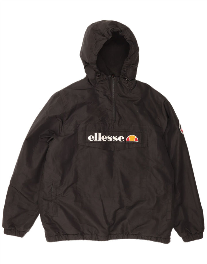 Ellesse Herre Grafisk Hættejakke Anorak UK 44 2XL Sort Polyester