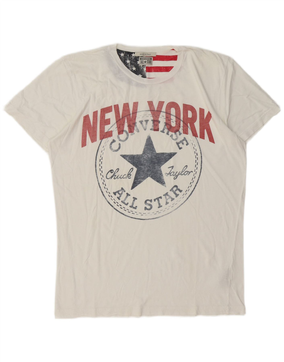 Converse Herre Chuck Taylor Grafisk T-Shirt Top Stor Hvid Bomuld
