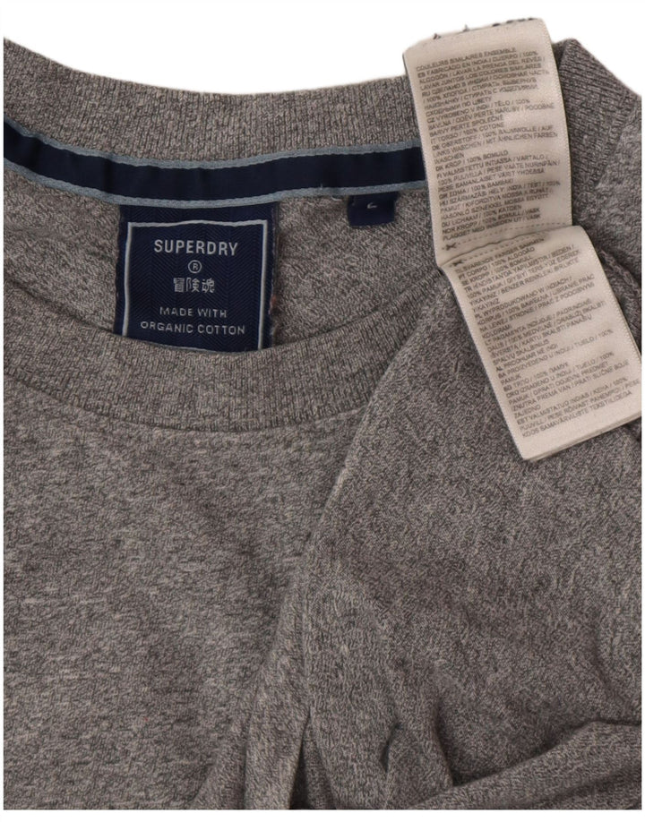 Superdry T-shirt top til mænd, stor grå flækket bomuld