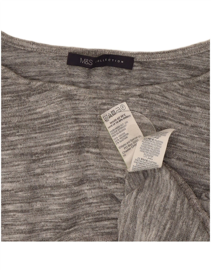 Marks & Spencer Dame Top 3/4 ærmer UK 12 Medium Grey Flecked Viscose