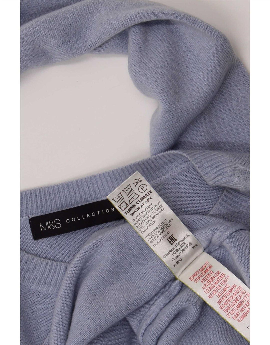 Marks & Spencer Dame sweater med rund hals DK 10 Lille blå akryl