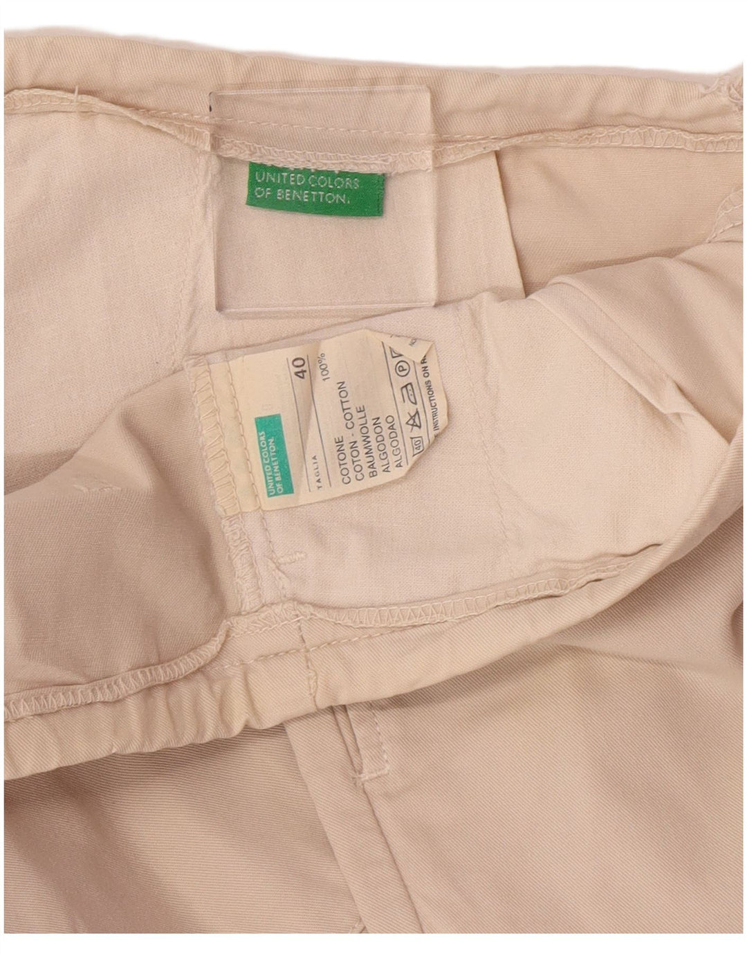 Benetton lige cargobukser til kvinder IT 40 Small W30 L32 Beige bomuld