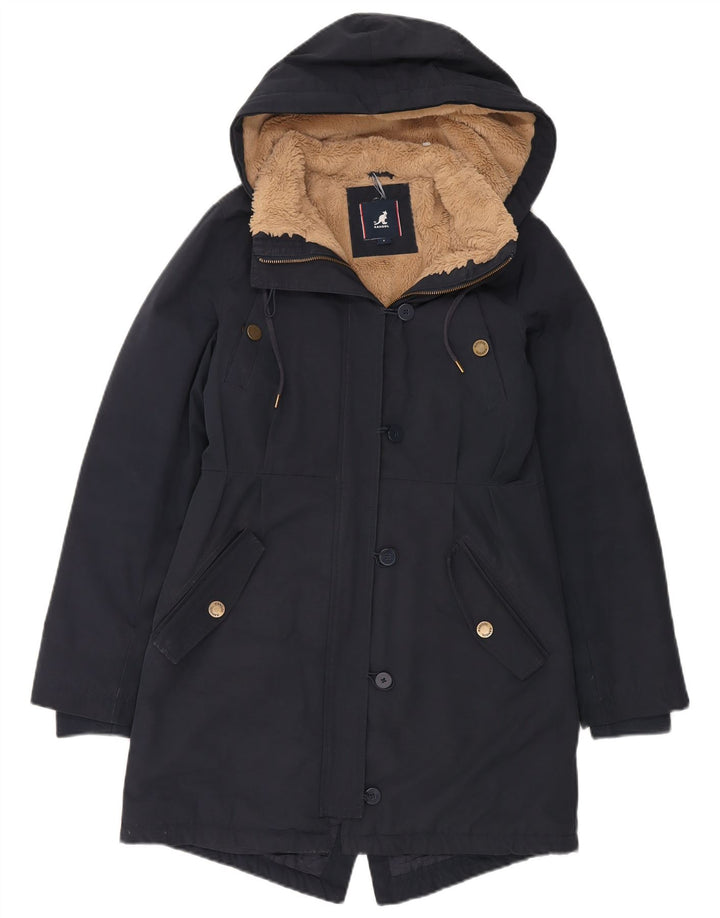 Kangol Dame Hooded Parka Jacket UK 8 Small Navy Blue