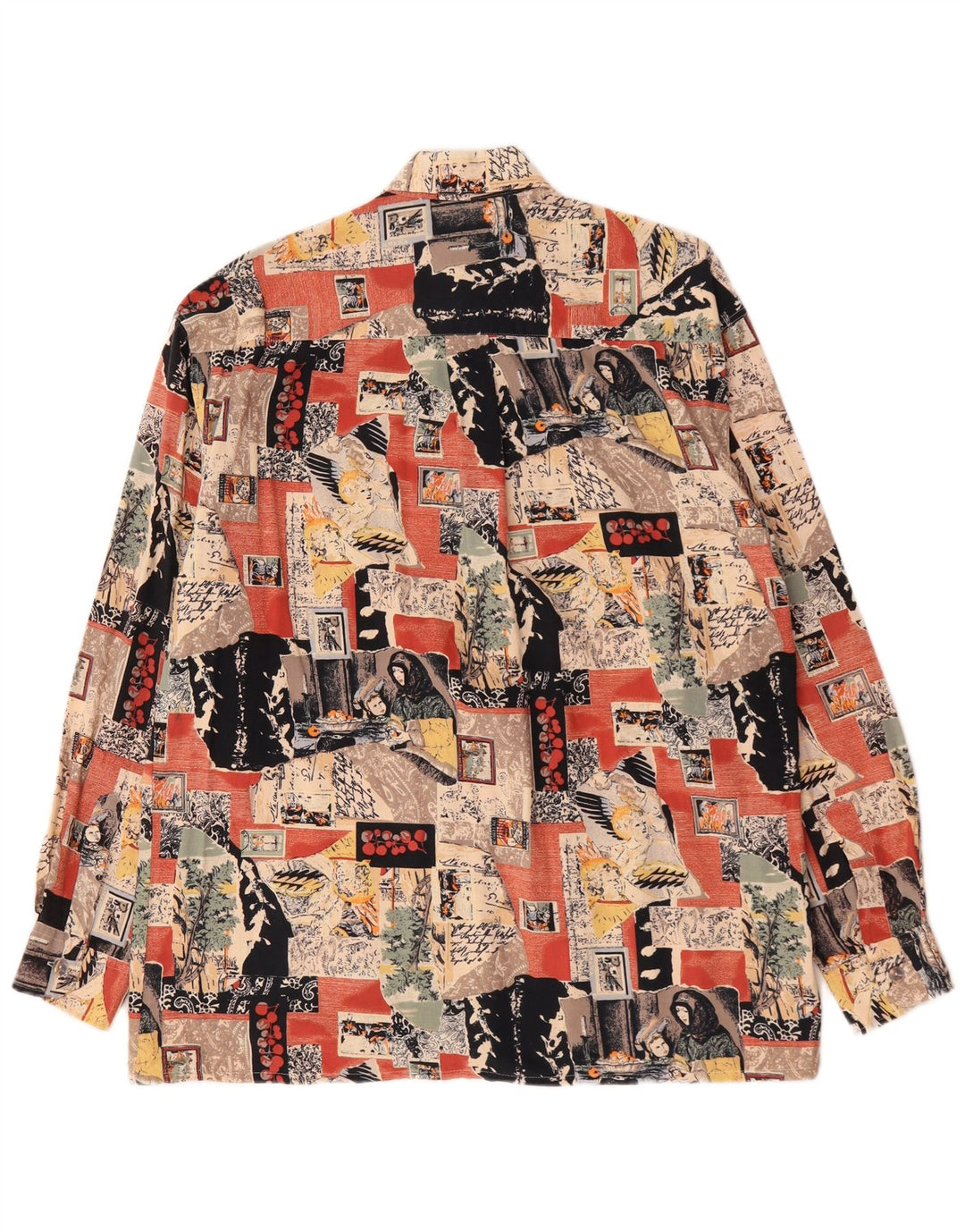 Vintage herre abstrakt mønster skjorte størrelse 38/40 Medium flerfarvet viskose