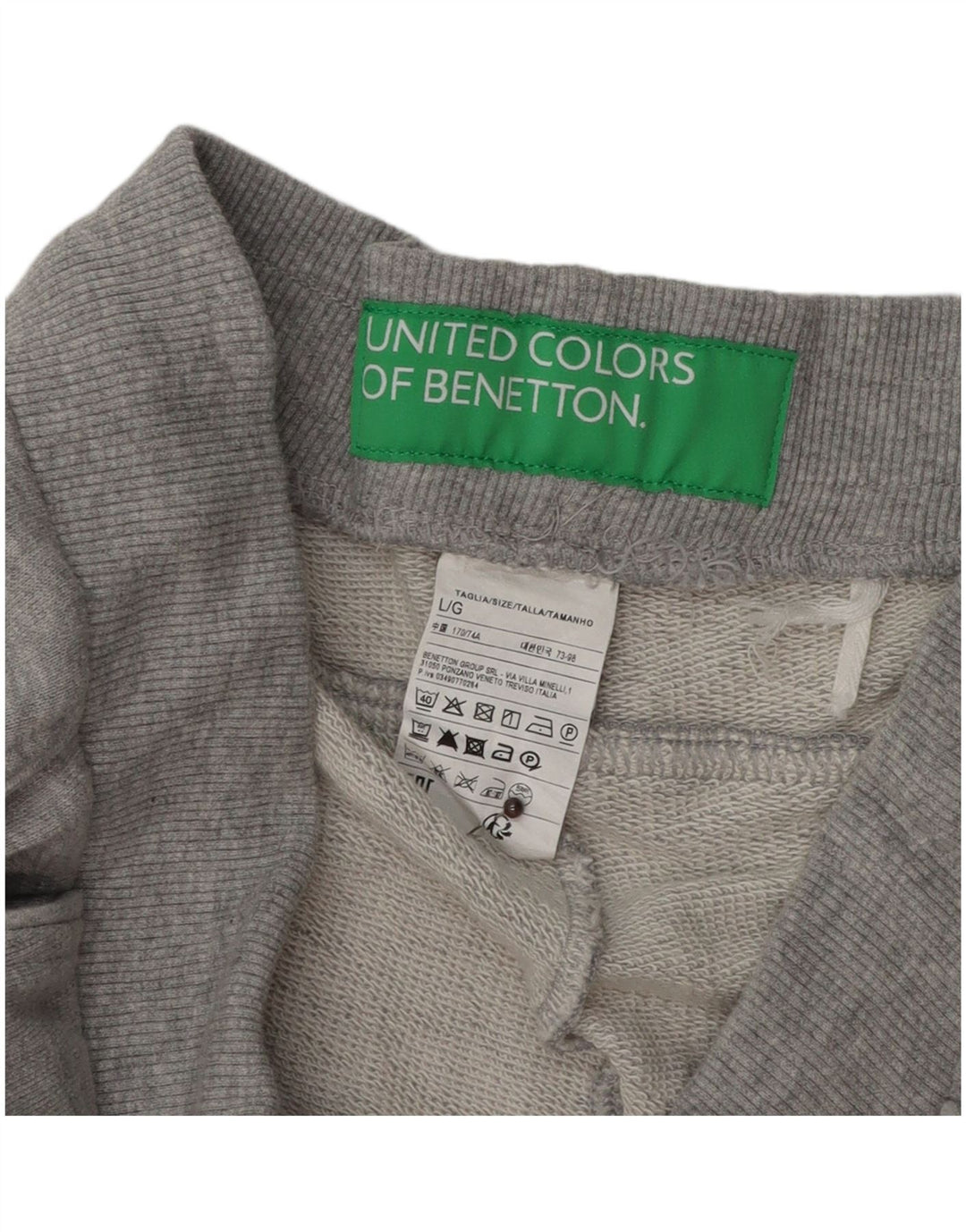 BENETTON Mens Tracksuit Trousers Joggers Large Grey Flecked Cotton