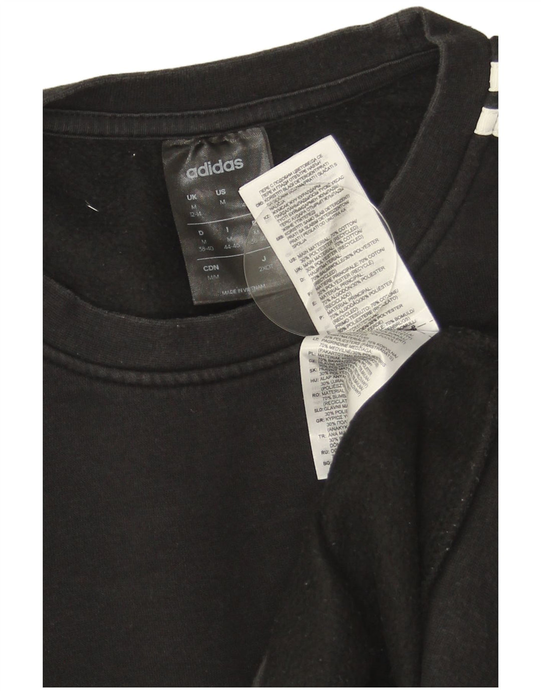 Adidas Dame Sweatshirt Jumper UK 12/14 Medium Sort Bomuld