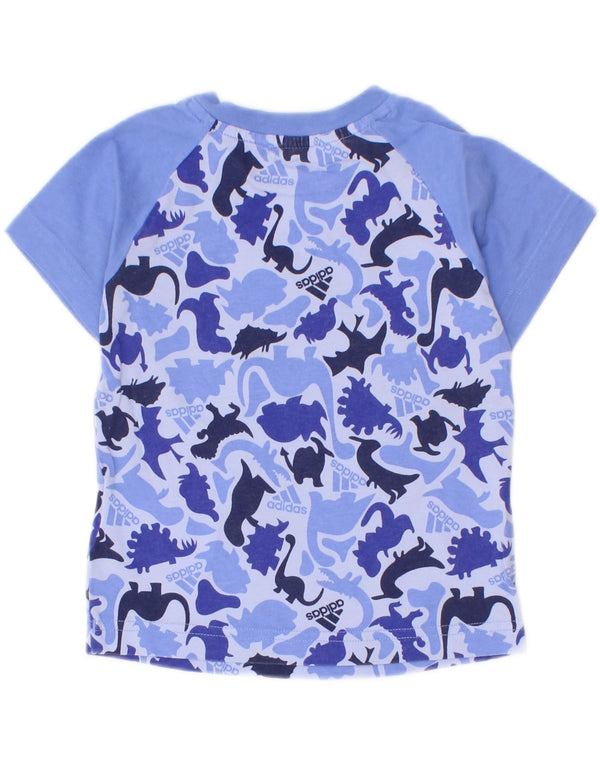Adidas Baby Boys grafisk T-shirt top 9-12 måneder Blå dyreprint bomuld
