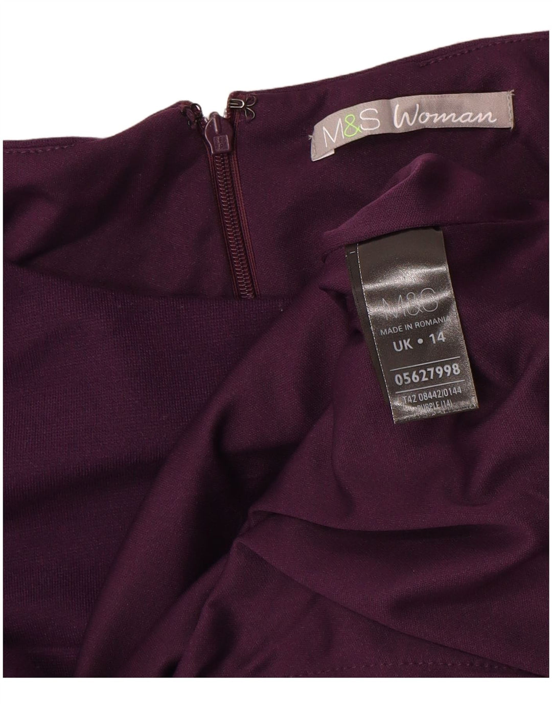 MARKS & SPENCER Peplum-kjole til kvinder DK 14 Medium Lilla Polyester
